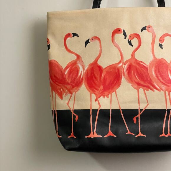 Kate Spade OS tote bag purse flamingos tropical beach vacation luxury watercolor - Picture 2 of 13
